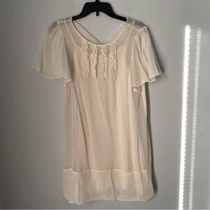 BCBGeneration Women’s Short Ruffle Sleeve Sheer 2 Piece Mini Dress M